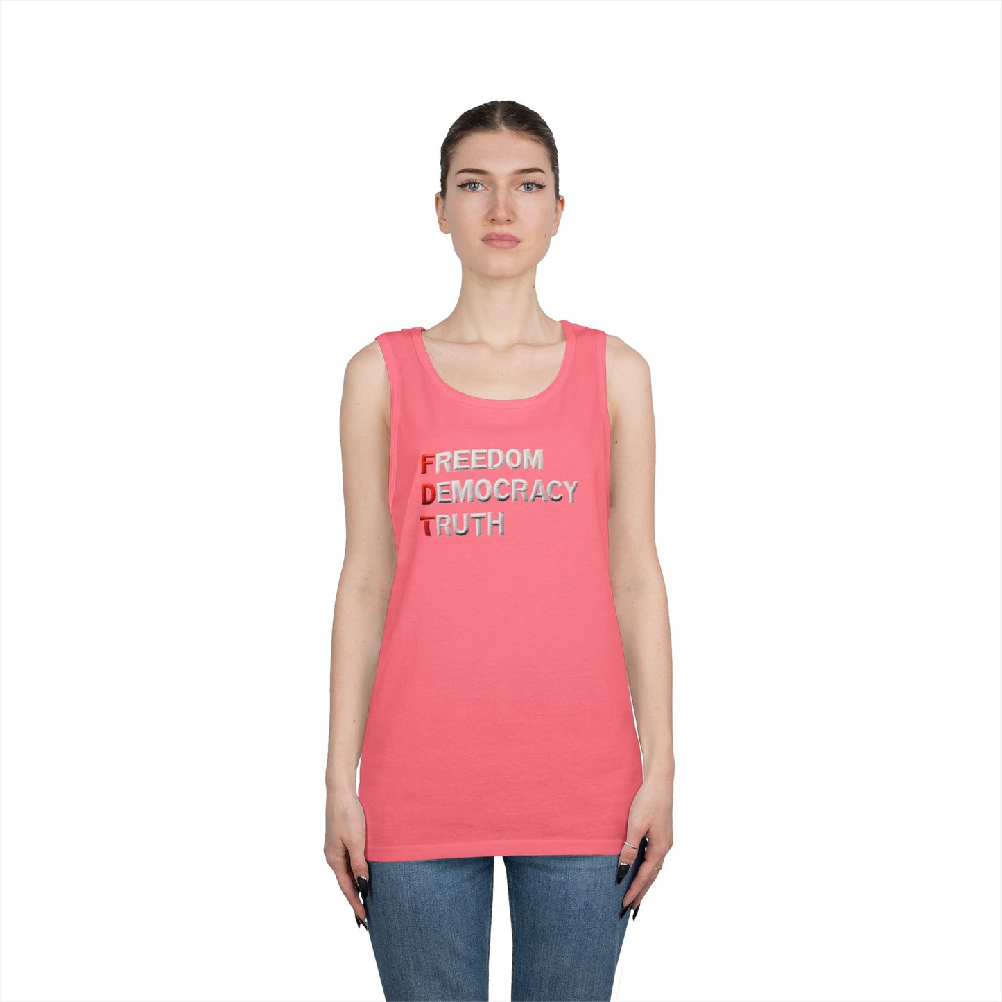 Freedom Democracy Truth FDT Unisex Heavy Cotton Tank Top - Freedom Democracy Truth Tee, Gift for Activists, Copyleft [...]
