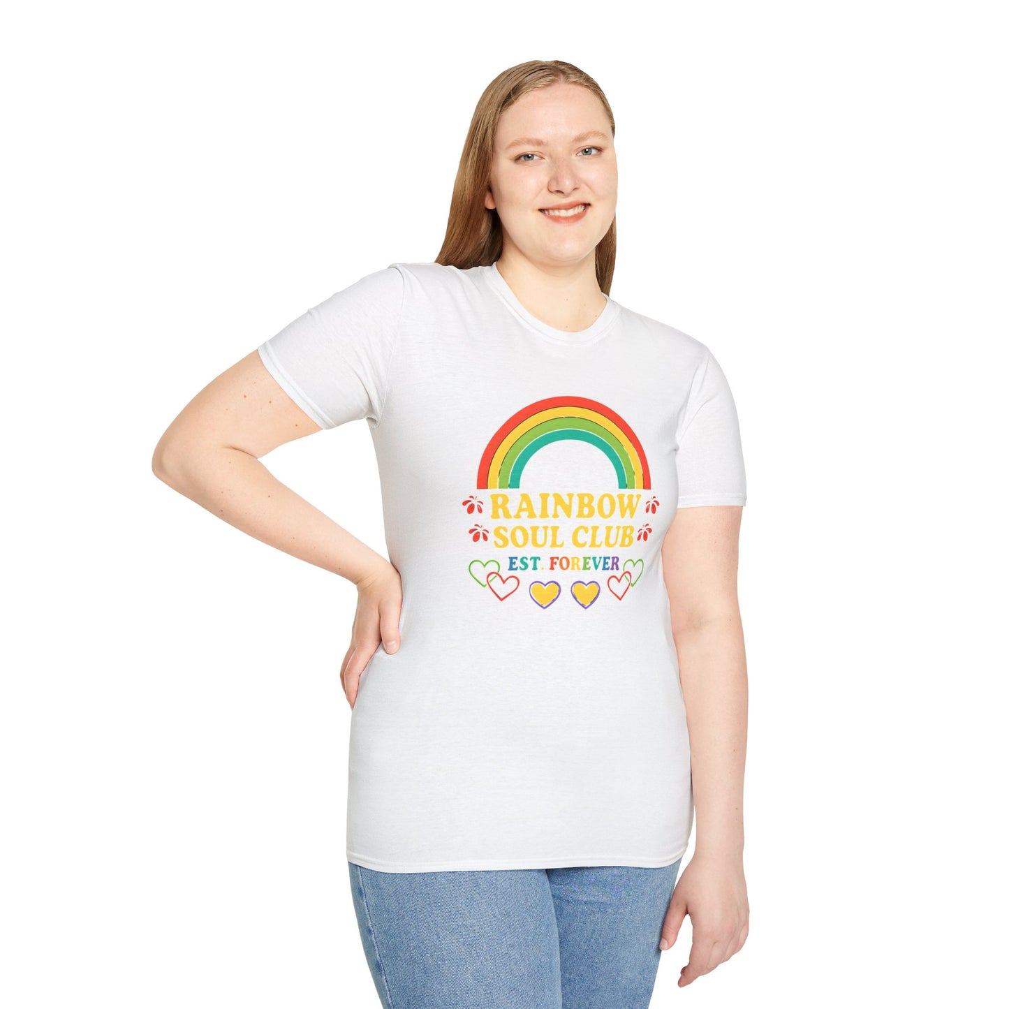 Rainbow Soul Club Pride T-Shirt, Retro Pride Tee, Cute Gift for Friends, LGBTQ+ Celebration Shirt, Summer Vibes Apparel, Casual Everyday