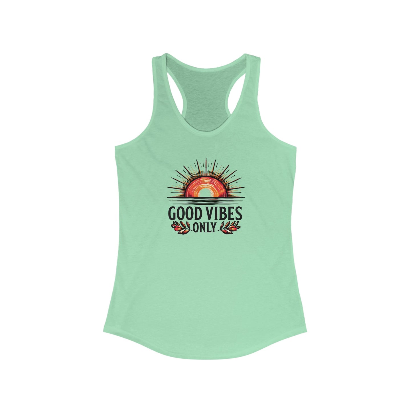 Good Vibes Only Racerback Tank - Boho Summer Top, Workout Tank, Vacation Apparel, Festival Wear, Gift for Her
