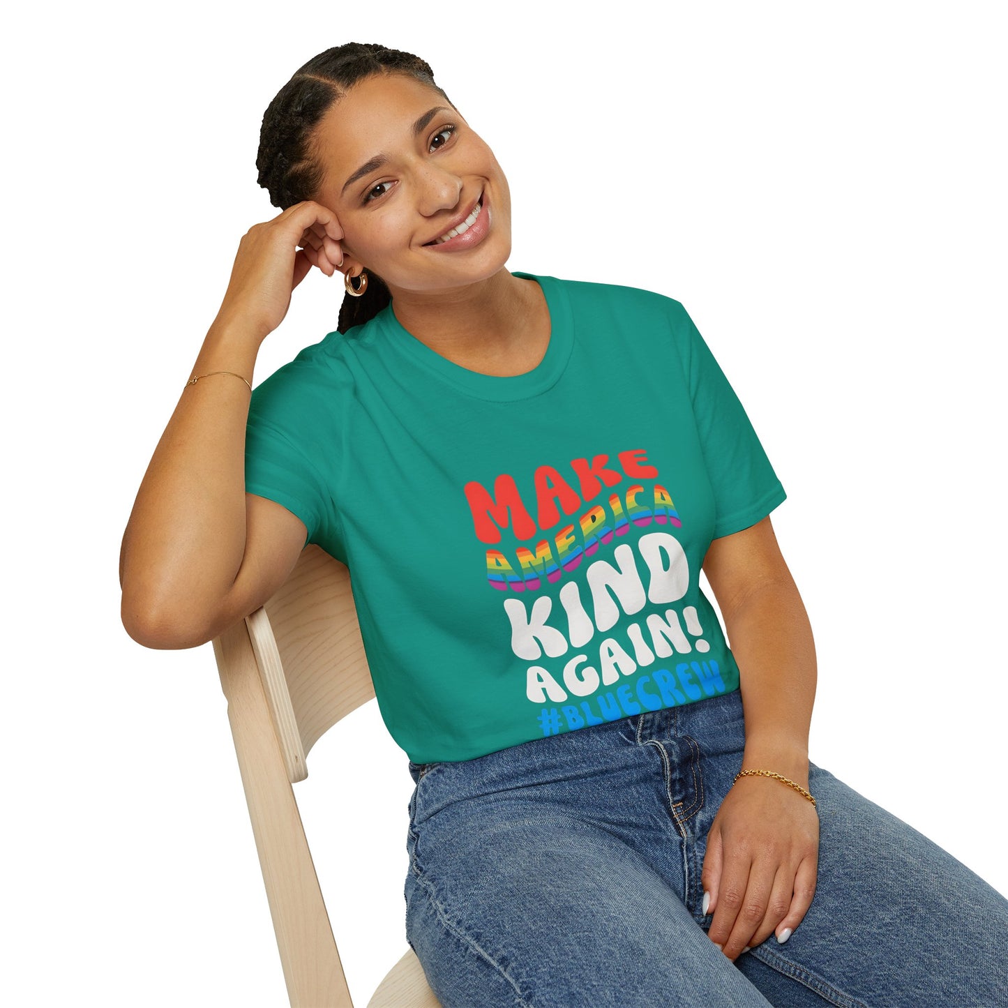 Make America Kind Again #BlueCrew T-Shirt,  Unisex #BlueCrew Tee, #BlueCrew Gear, Anti MAGA Tee, Anti Fascist Tee