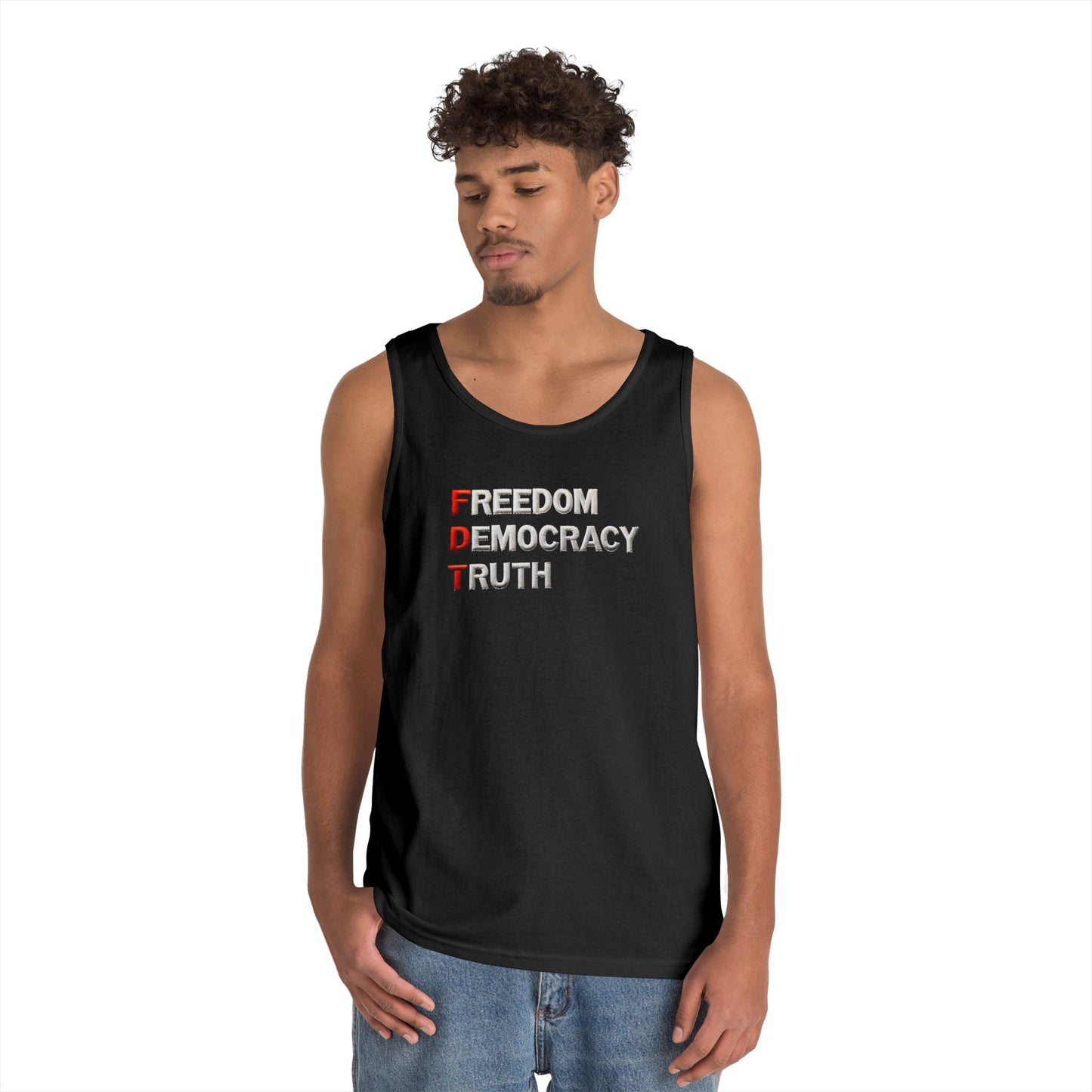 Freedom Democracy Truth FDT Unisex Heavy Cotton Tank Top - Freedom Democracy Truth Tee, Gift for Activists, Copyleft [...]