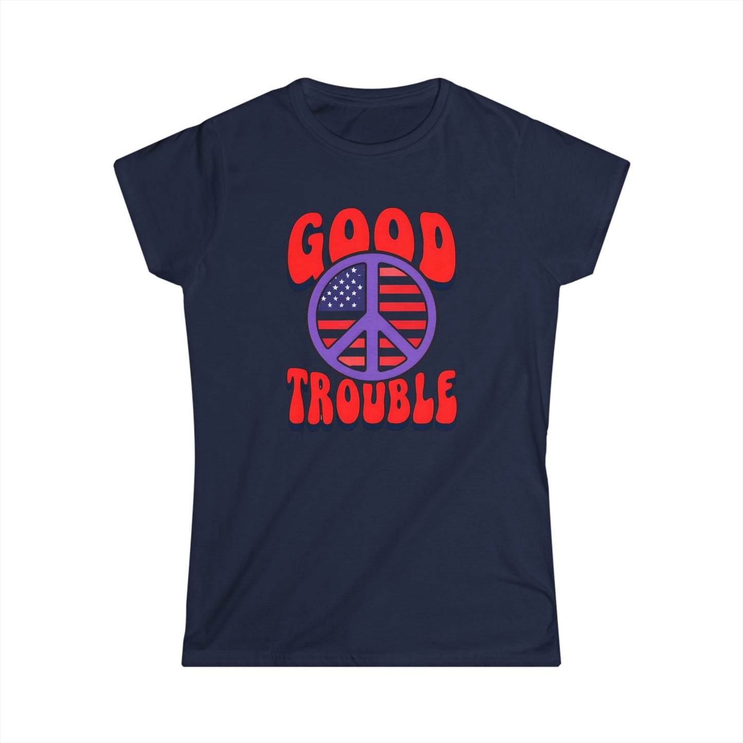 Women's Ladies Fit Tee - 'Good Trouble' Vintage Style, Casual Wear, Freedom Fashion, Political Statement Shirt, Peace Vibe Apparel