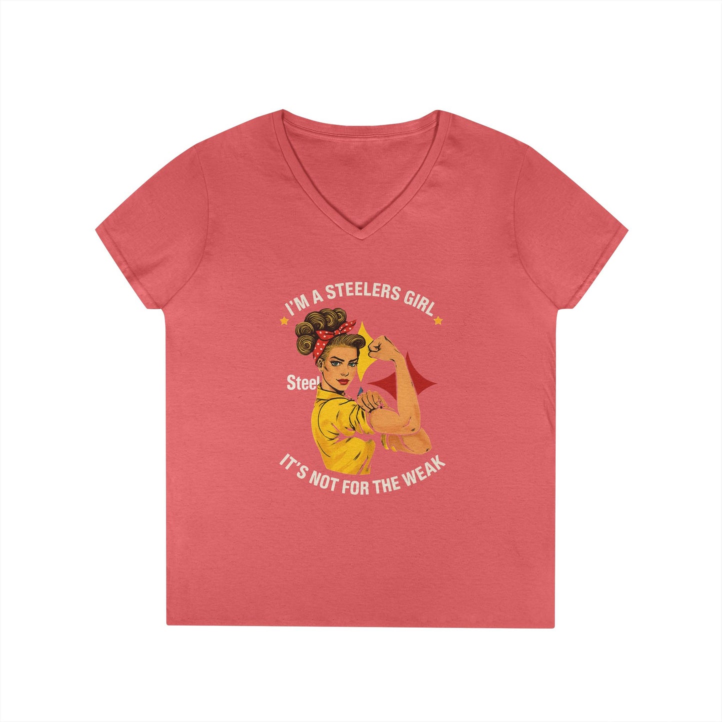 Steelers Girl V-Neck T-Shirt | Empowering Sports Apparel, Perfect for Game Day, Ladies' Casual Wear, Unique Gift Idea