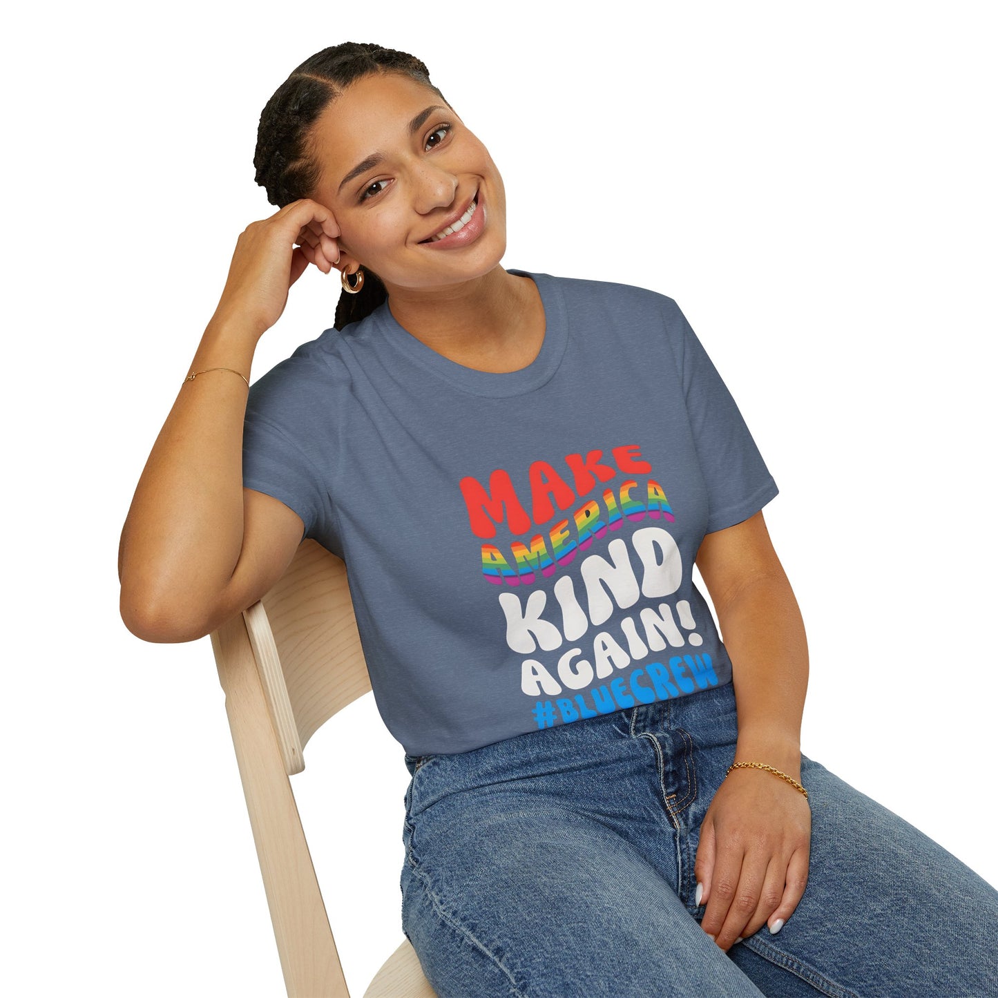 Make America Kind Again #BlueCrew T-Shirt,  Unisex #BlueCrew Tee, #BlueCrew Gear, Anti MAGA Tee, Anti Fascist Tee
