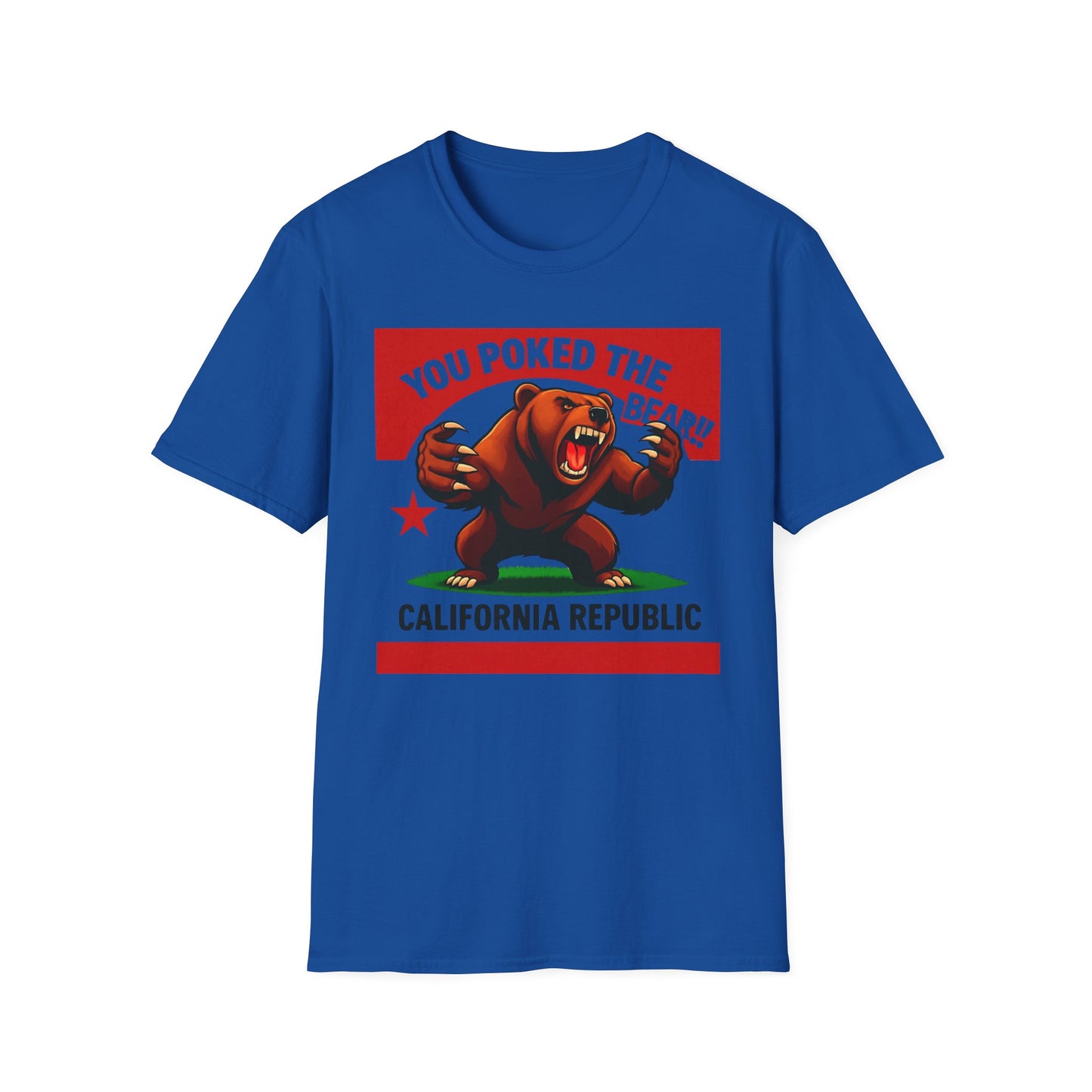 You Poked The Bear!! California Bear Graphic Tee, Unisex Softstyle T-Shirt, Cute Funny Shirt, Gift for Friends, California Pride Apparel