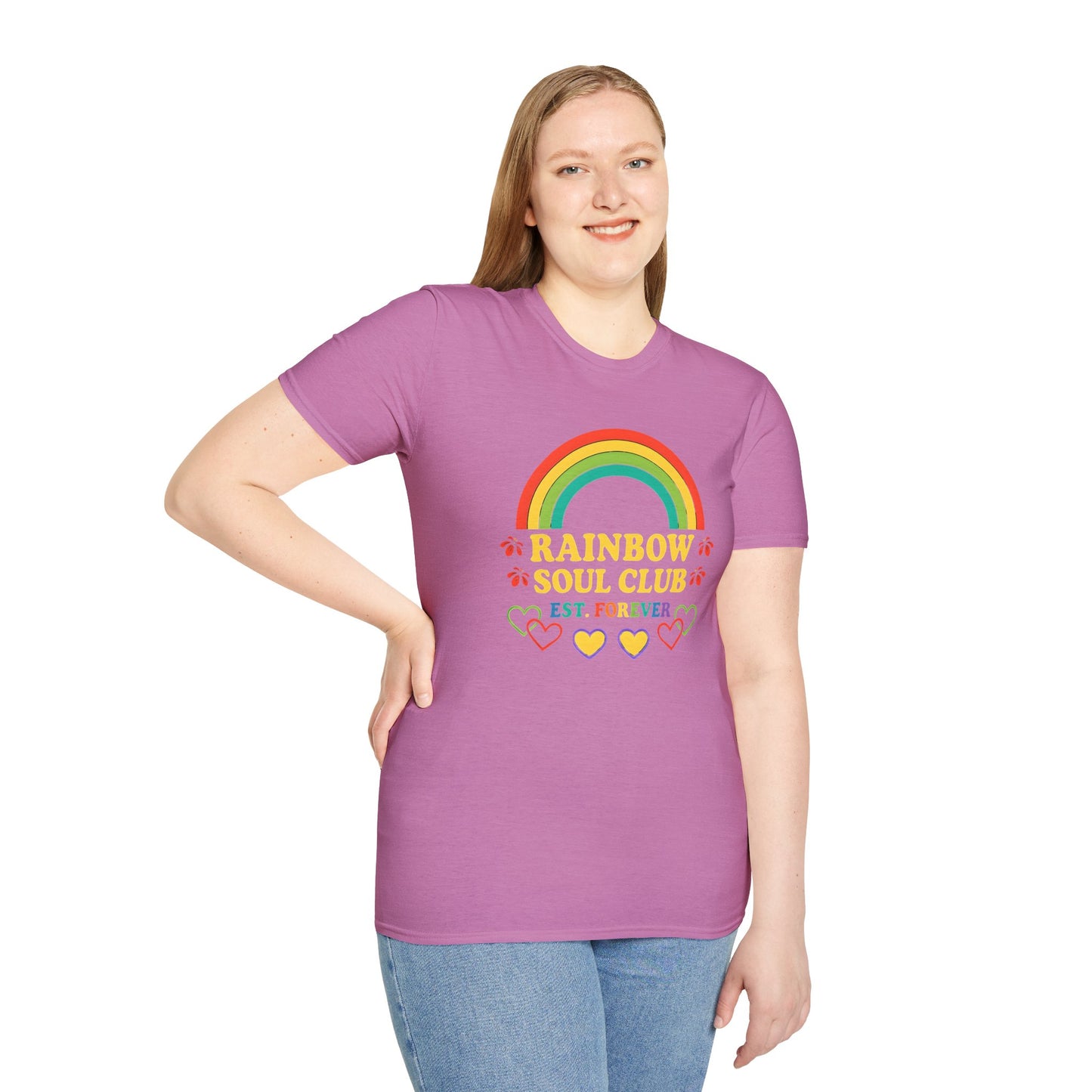 Rainbow Soul Club Pride T-Shirt, Retro Pride Tee, Cute Gift for Friends, LGBTQ+ Celebration Shirt, Summer Vibes Apparel, Casual Everyday