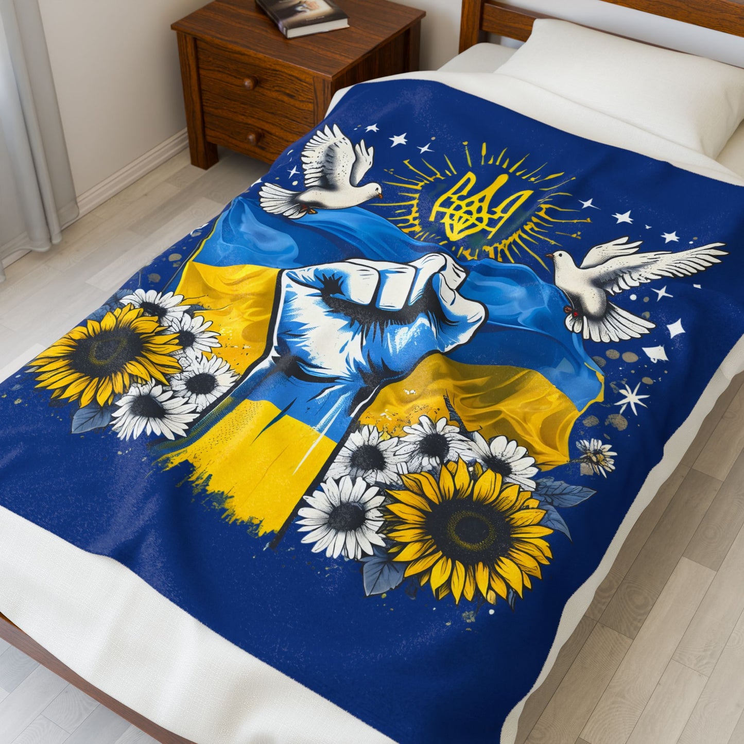Ukrainian Pride Velveteen Plush Blanket, Cozy Throw for Home Decor, Gift for Independence Day, Comfort in Any Season, Soft Blanket, [...]