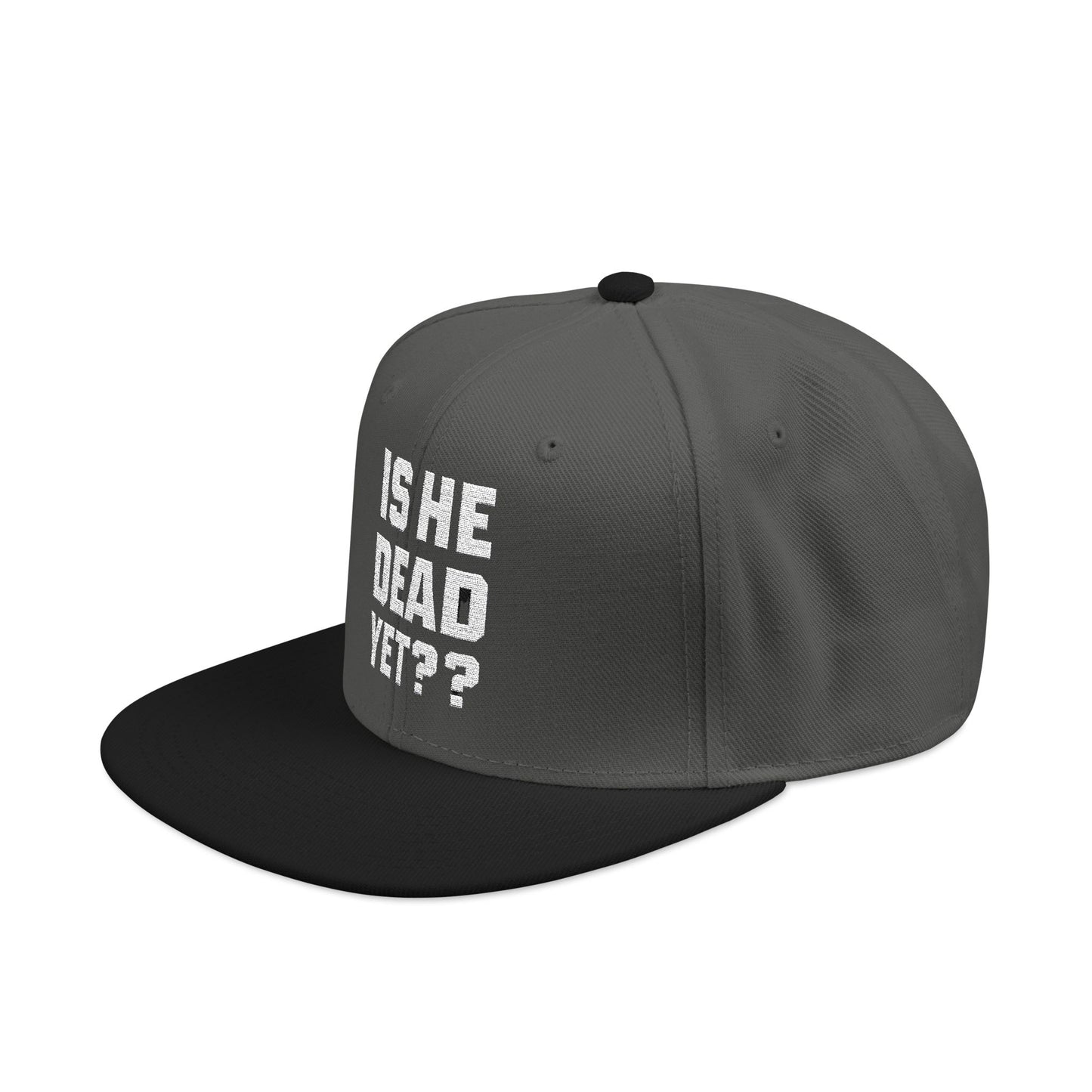Is He Dead Yet?? Snapback Hat, Humorous Embroidered Cap, Casual Headwear for Friends, Party Accessory, Gift for Gamers