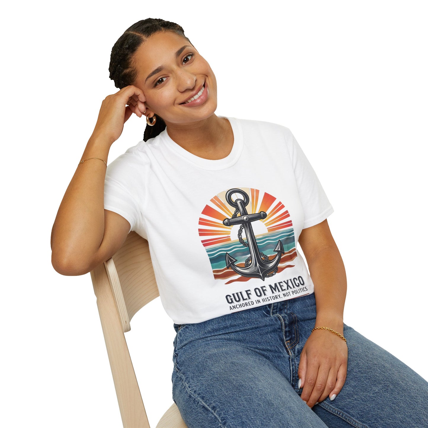 Gulf of Mexico, Anchored in History, Not Politics T-Shirt, Political Statement Tee, Anti Fascism Tee, AntiTrump Tee