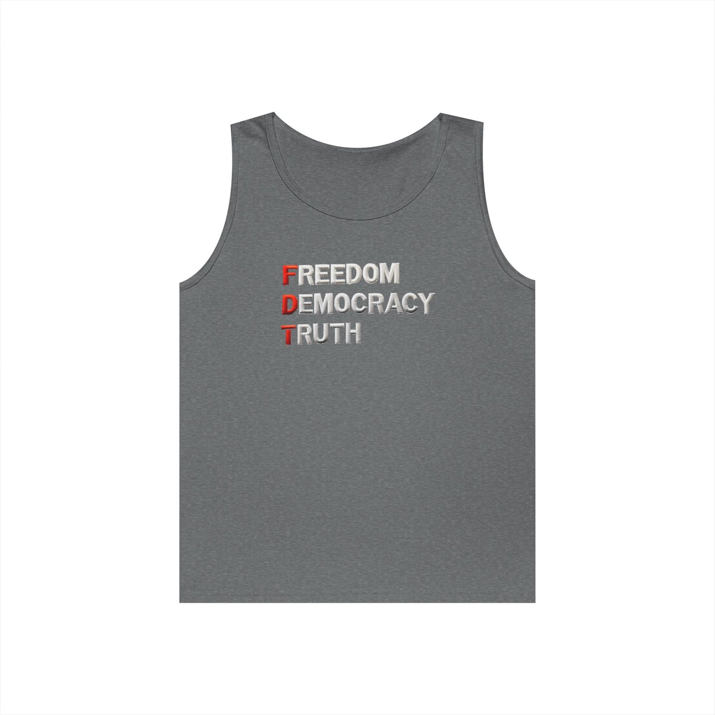 Freedom Democracy Truth FDT Unisex Heavy Cotton Tank Top - Freedom Democracy Truth Tee, Gift for Activists, Copyleft [...]