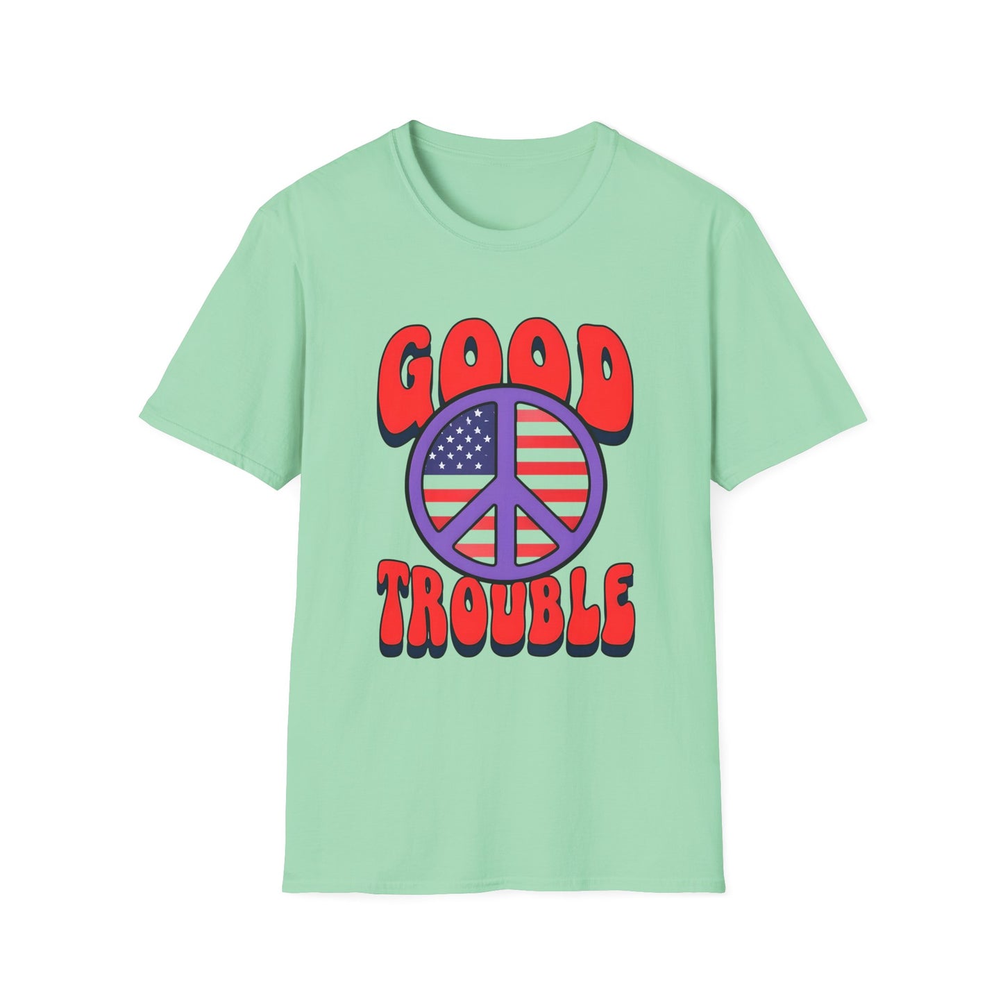 Peace & Good Trouble Unisex T-Shirt, Retro Graphic Tee, Casual Wear, Gift for Activists, July 4th Celebration Shirt