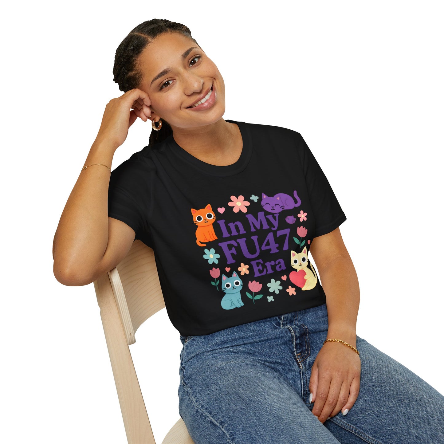 In My FU47 Era Unisex Tee, Cat Lover Gift, Comfortable Casual Wear, Funny Pet Humor, Perfect for Birthdays