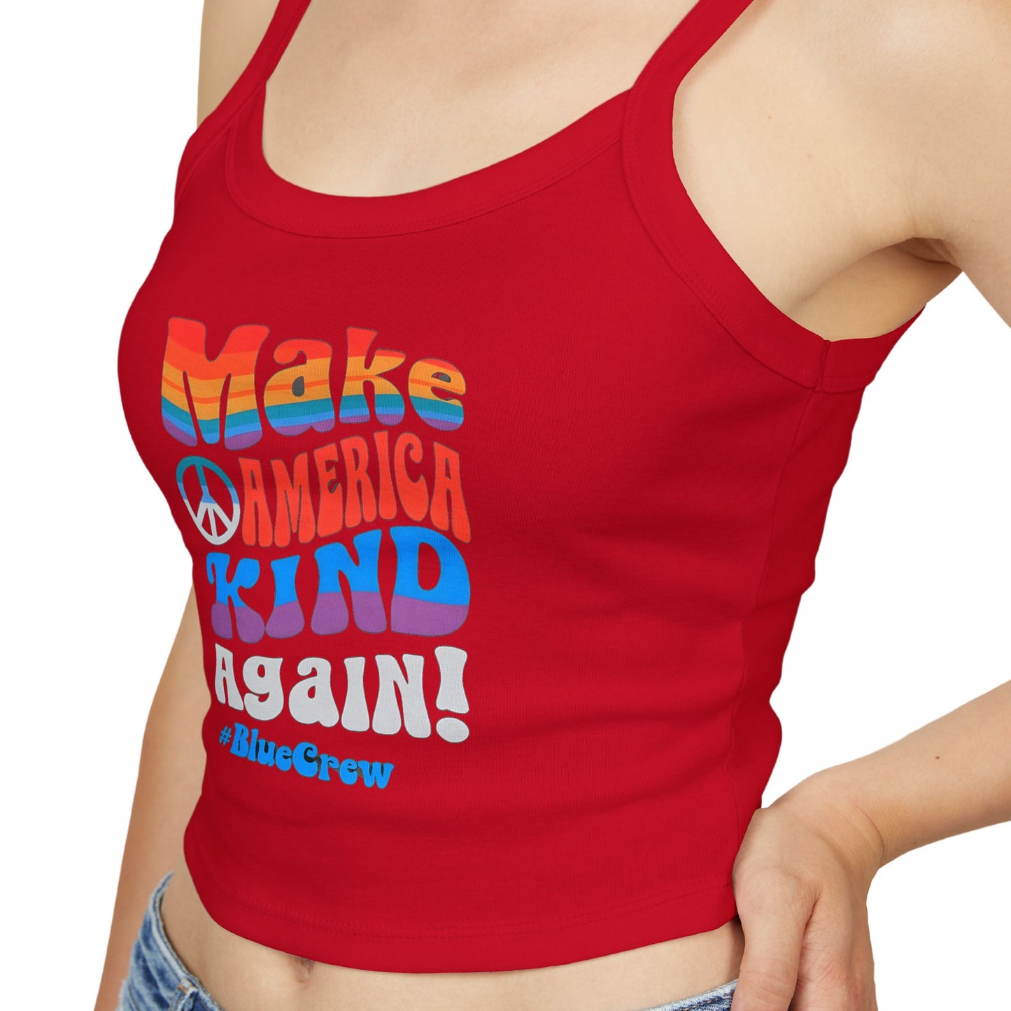 Make America Kind Again #BlueCrew Spaghetti Strap Tank Top, Blue Crew Tank top, Blue Crew Spaghetti Strap Tank Top