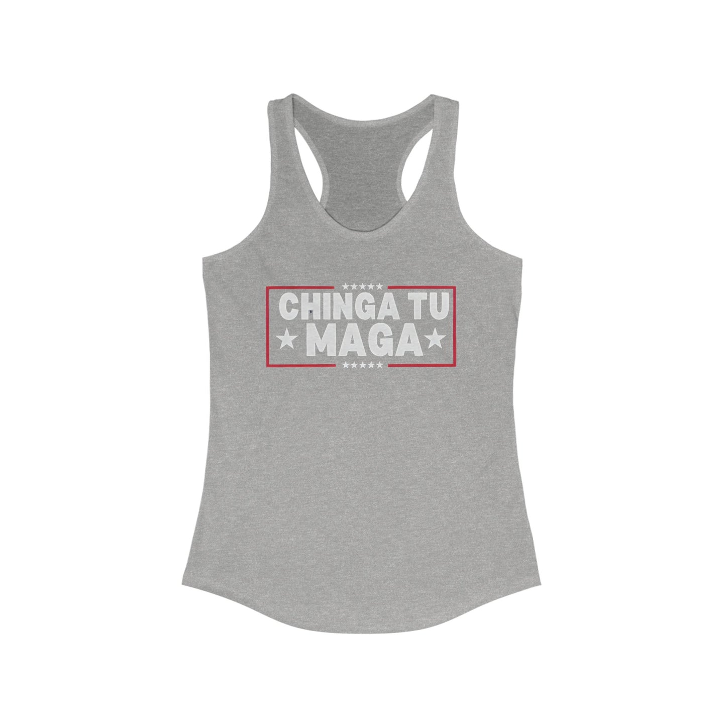 Chinga Tu MAGA Women's Racerback Tank, Summer Workout Gear, Empowerment T-shirt, Fitness Apparel, Casual Wear, Unique Gift