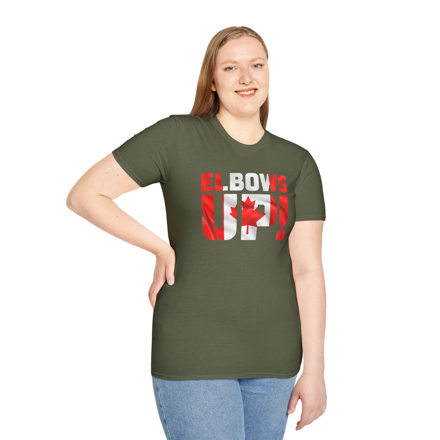 Canadian Pride Elbows Up T-Shirt, Unisex Tee, Fun Canada Day Apparel, Gift for Canada Lovers, Comfortable Travel Shirt