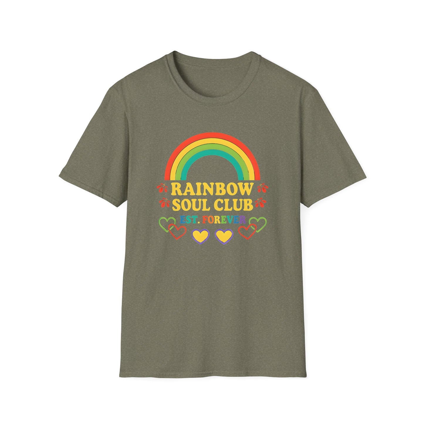 Rainbow Soul Club Pride T-Shirt, Retro Pride Tee, Cute Gift for Friends, LGBTQ+ Celebration Shirt, Summer Vibes Apparel, Casual Everyday