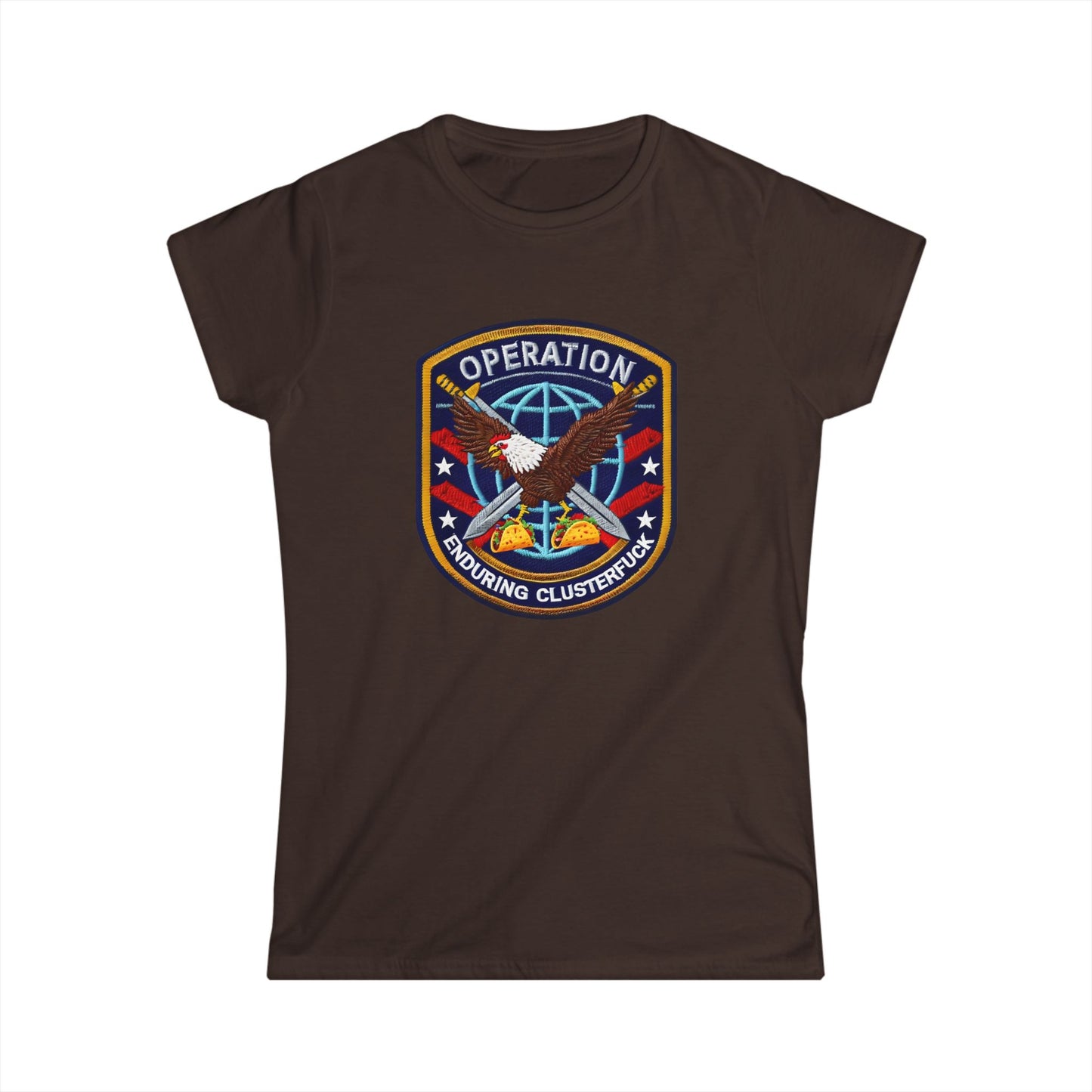 Operation Clusterfuck Women's Softstyle Tee with Military Patch Design | Casual Women's Shirt, Patriotic Apparel, Unique Graphic Tee, [...]