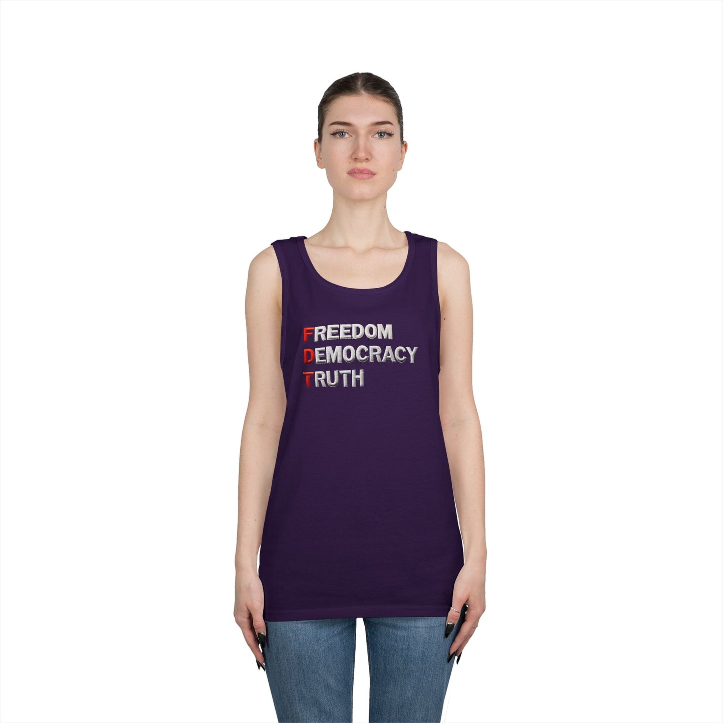 Freedom Democracy Truth FDT Unisex Heavy Cotton Tank Top - Freedom Democracy Truth Tee, Gift for Activists, Copyleft [...]
