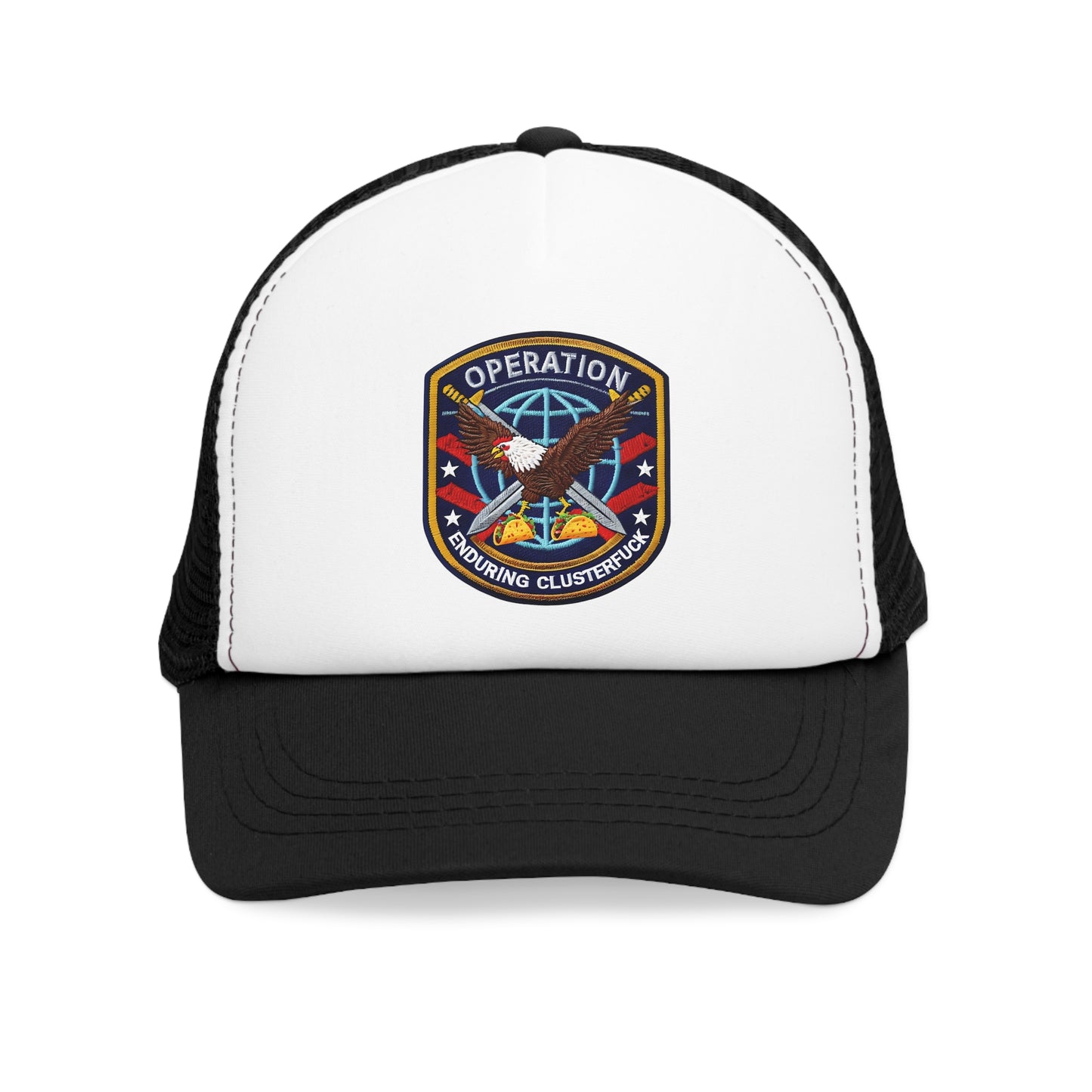 Operation Clusterfuck Mesh Cap, Trucker Hat, Military Cap, Red, White and Blue Fitted Hat, Outdoor Sports Hat, Gift for Veterans