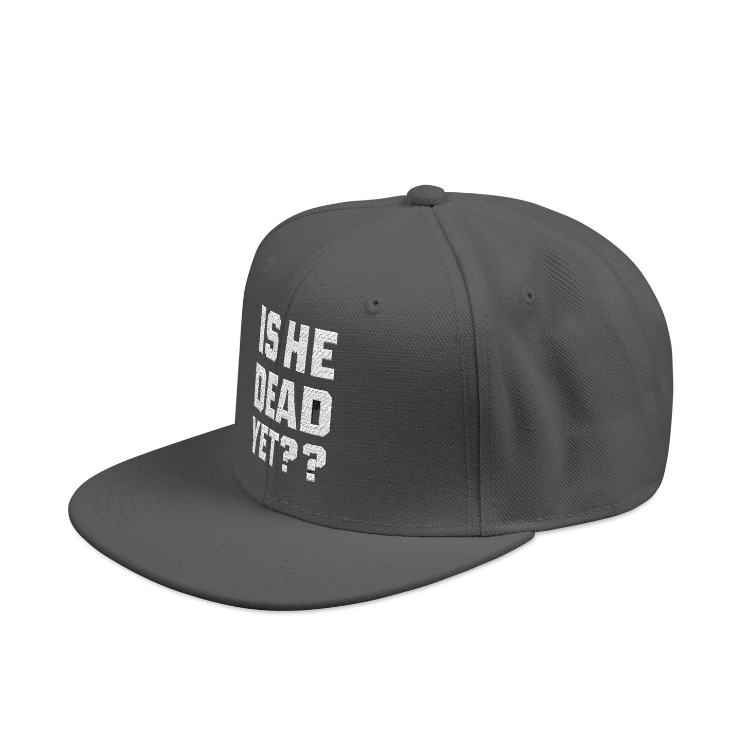 Is He Dead Yet?? Snapback Hat, Humorous Embroidered Cap, Casual Headwear for Friends, Party Accessory, Gift for Gamers