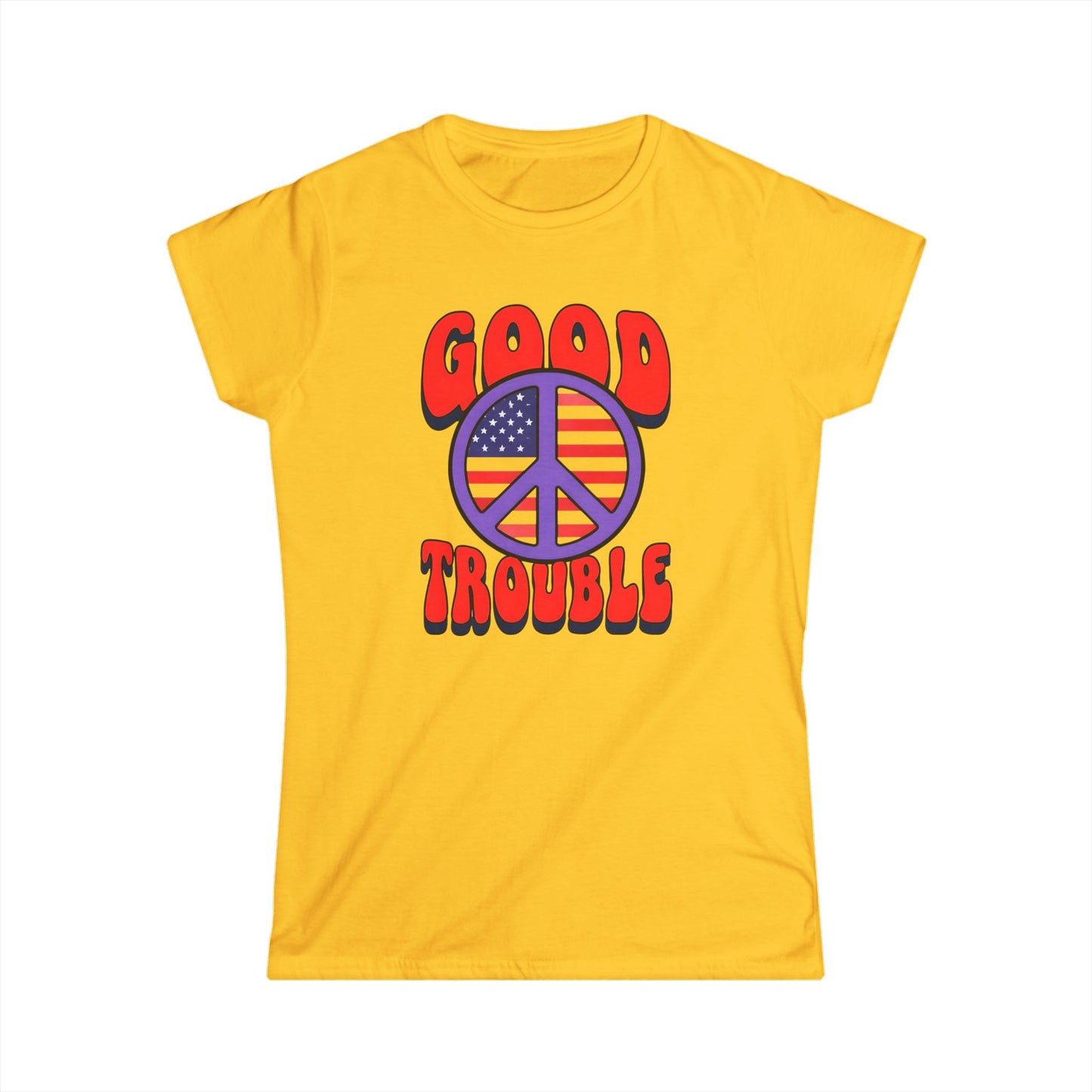 Women's Ladies Fit Tee - 'Good Trouble' Vintage Style, Casual Wear, Freedom Fashion, Political Statement Shirt, Peace Vibe Apparel