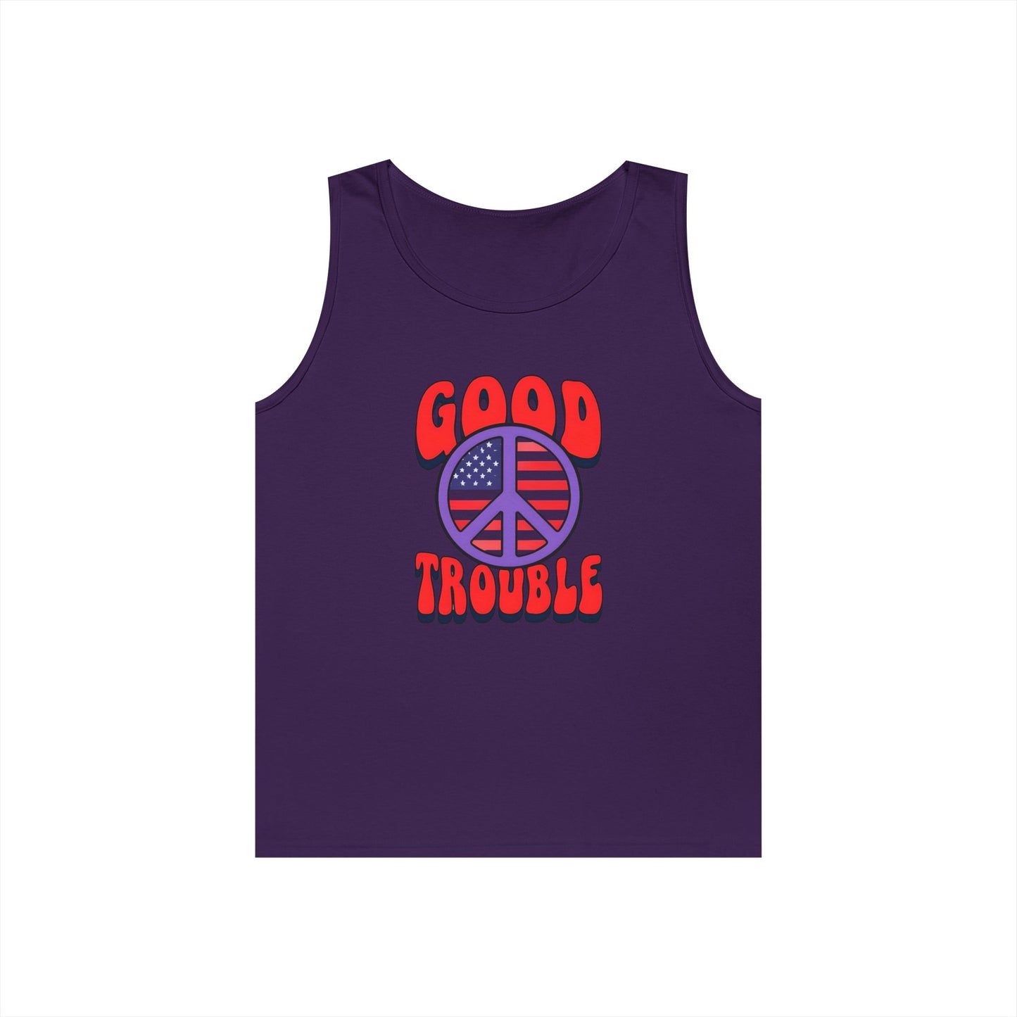 Patriotic Peace Tank Top - Unisex Heavy Cotton | Good Troubles Shirt for Summer, Beach, Travel, Festivals, BBQs