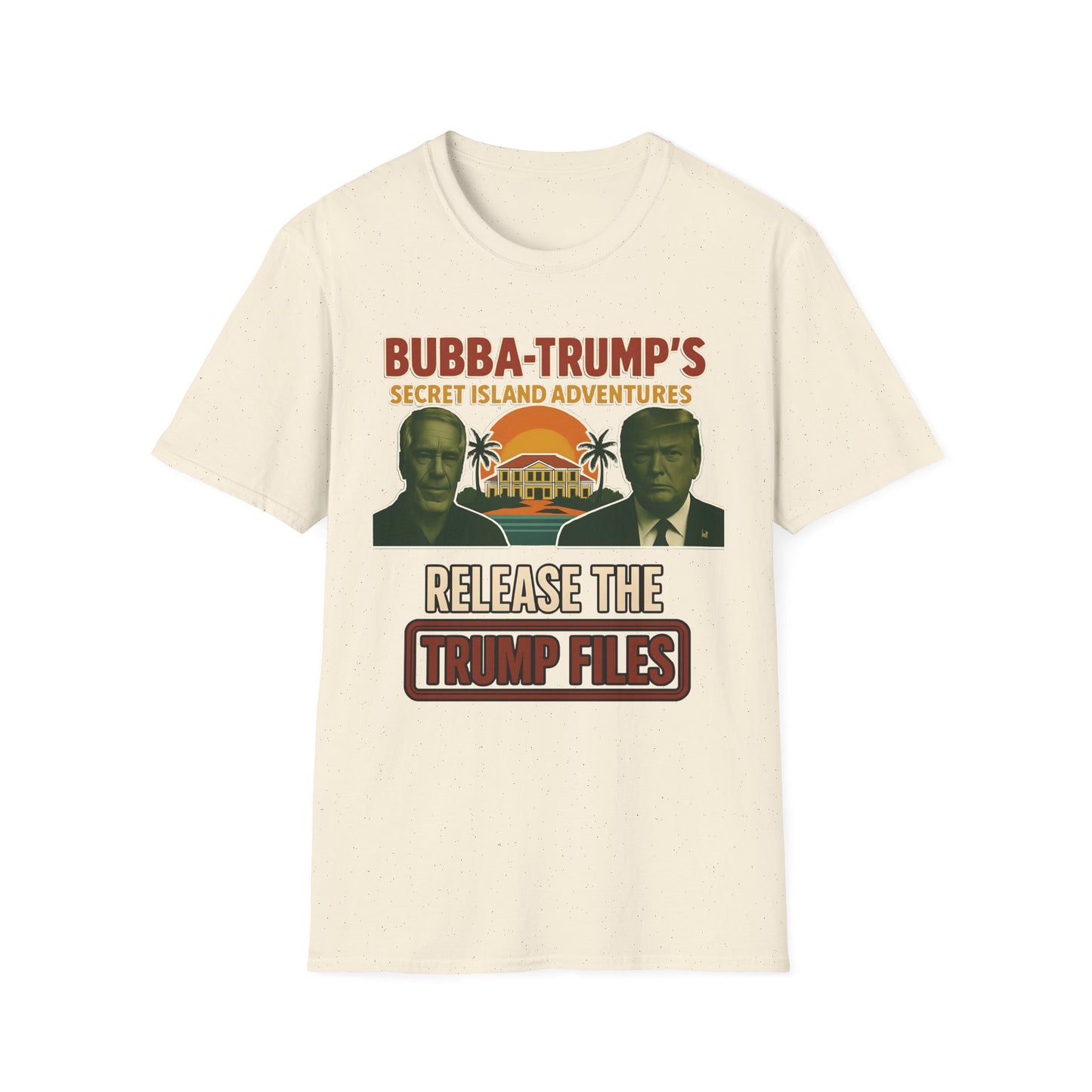 "Bubba-Trump's Secret Island Adventures: Release the Trump Files" Retro Political Tee, release ALL the Files - Un-Redacted!