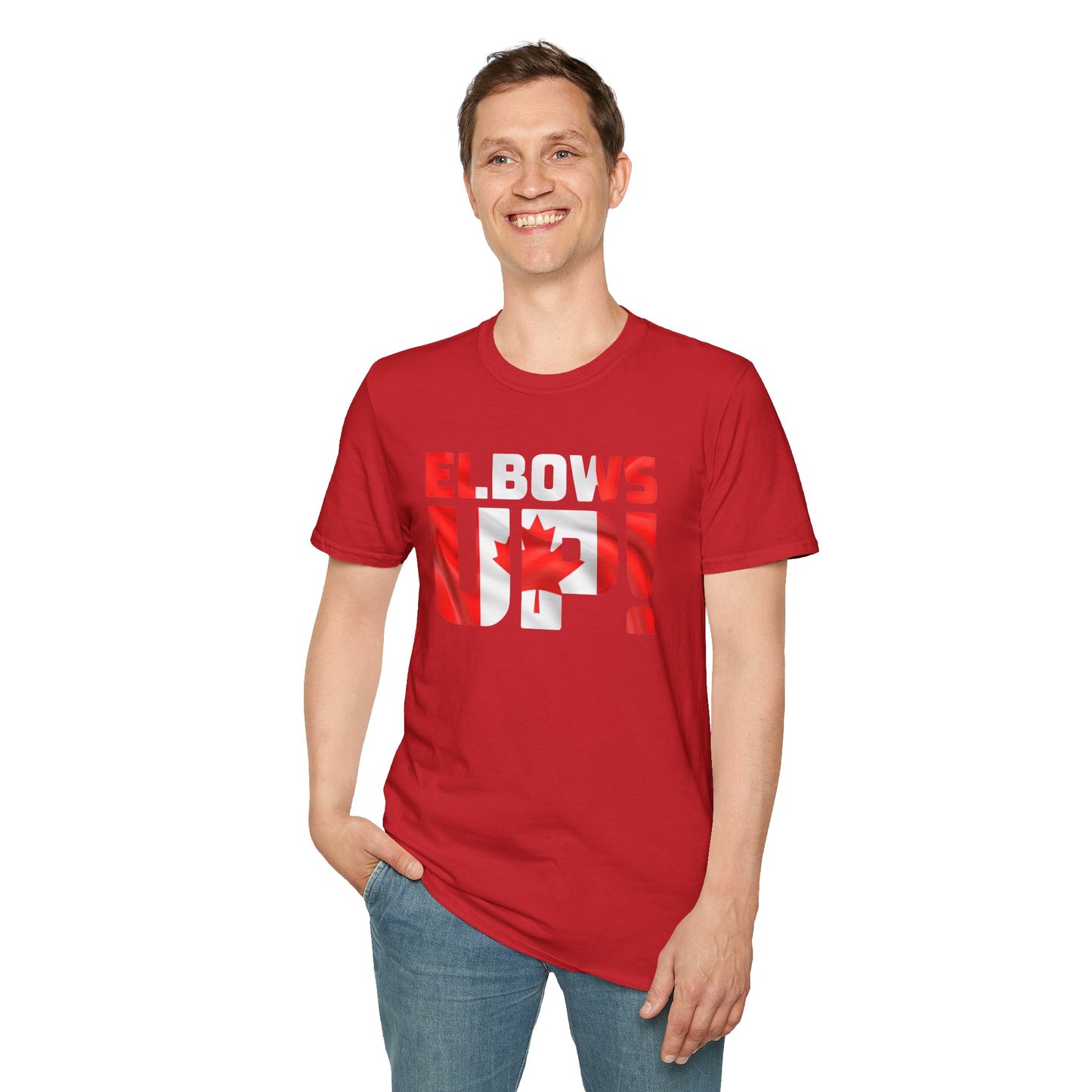 Canadian Pride Elbows Up T-Shirt, Unisex Tee, Fun Canada Day Apparel, Gift for Canada Lovers, Comfortable Travel Shirt