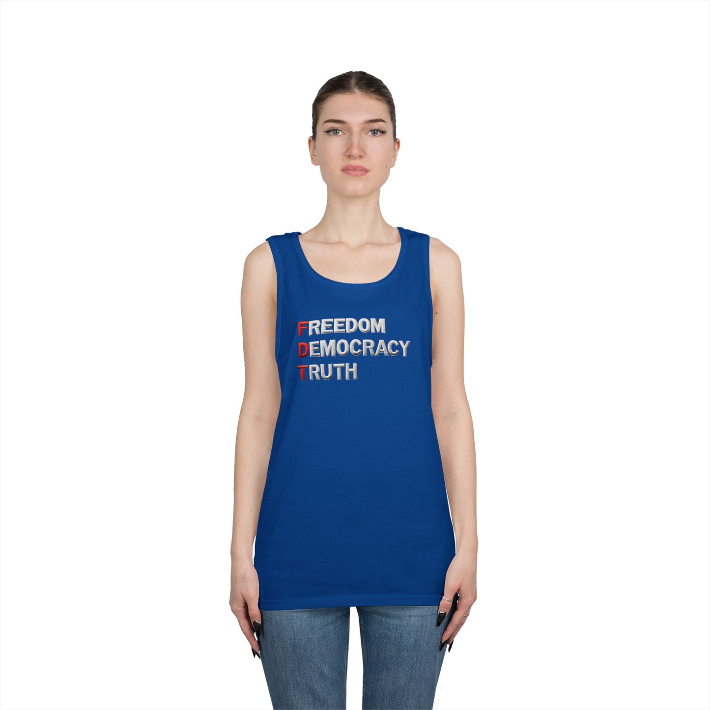 Freedom Democracy Truth FDT Unisex Heavy Cotton Tank Top - Freedom Democracy Truth Tee, Gift for Activists, Copyleft [...]