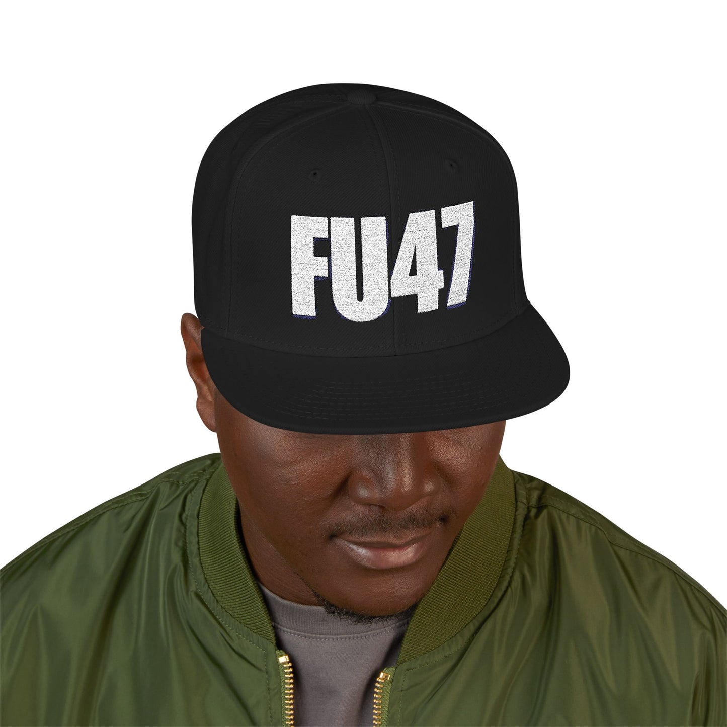FU47 Snapback Cap, Trendy Embroidered Hat for Casual Style, Perfect for Gifting, Cool Streetwear Accessory, Unisex Cap