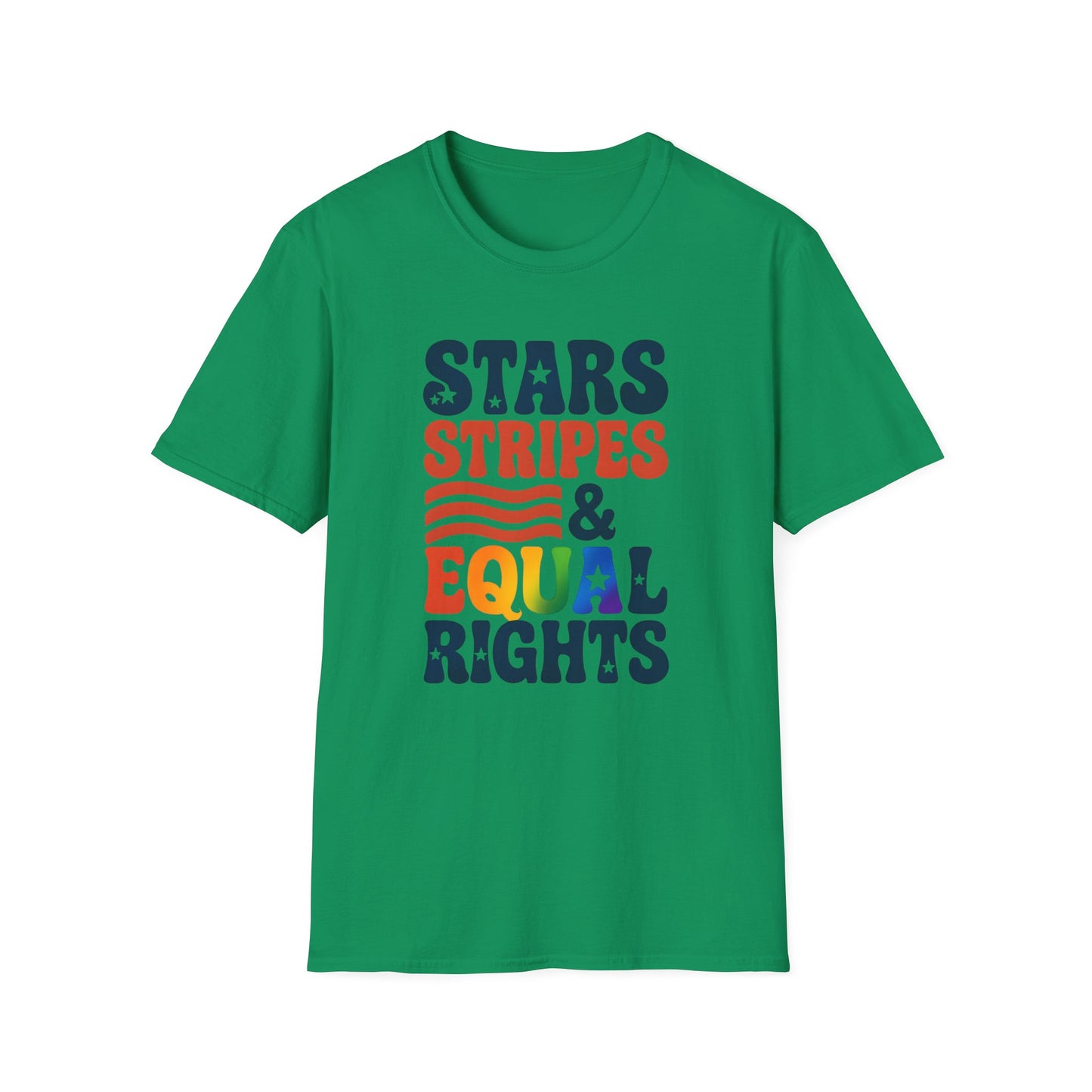 Stars Stripes and Equal Rights unisex tee, Casual protest Gift, LGBTQ tee, Unisex Softstyle Shirt,  Family Wear, gay rights