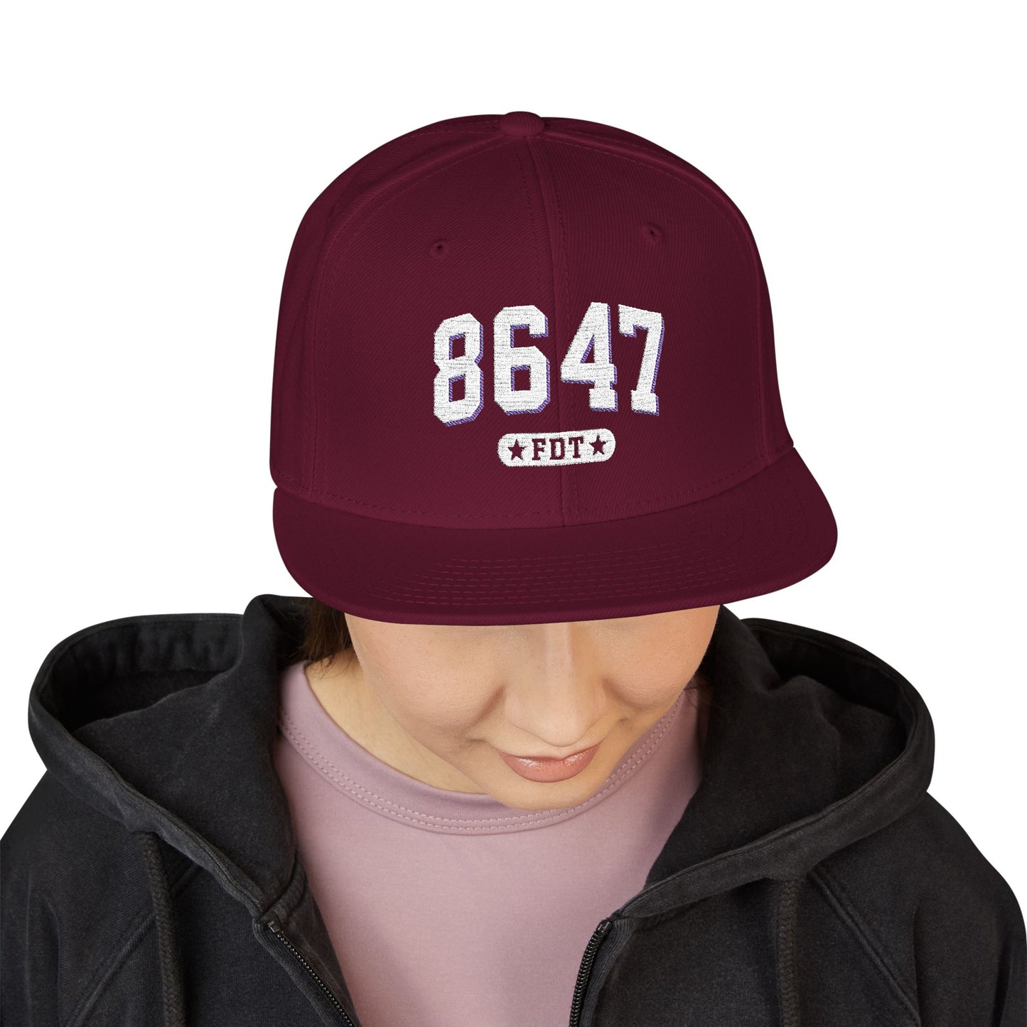 8647 FDT Snapback Cap, Embroidered Baseball Hat, Trendy Street Style, Gift for Political Enthusiasts, Unisex Fashion Headwear