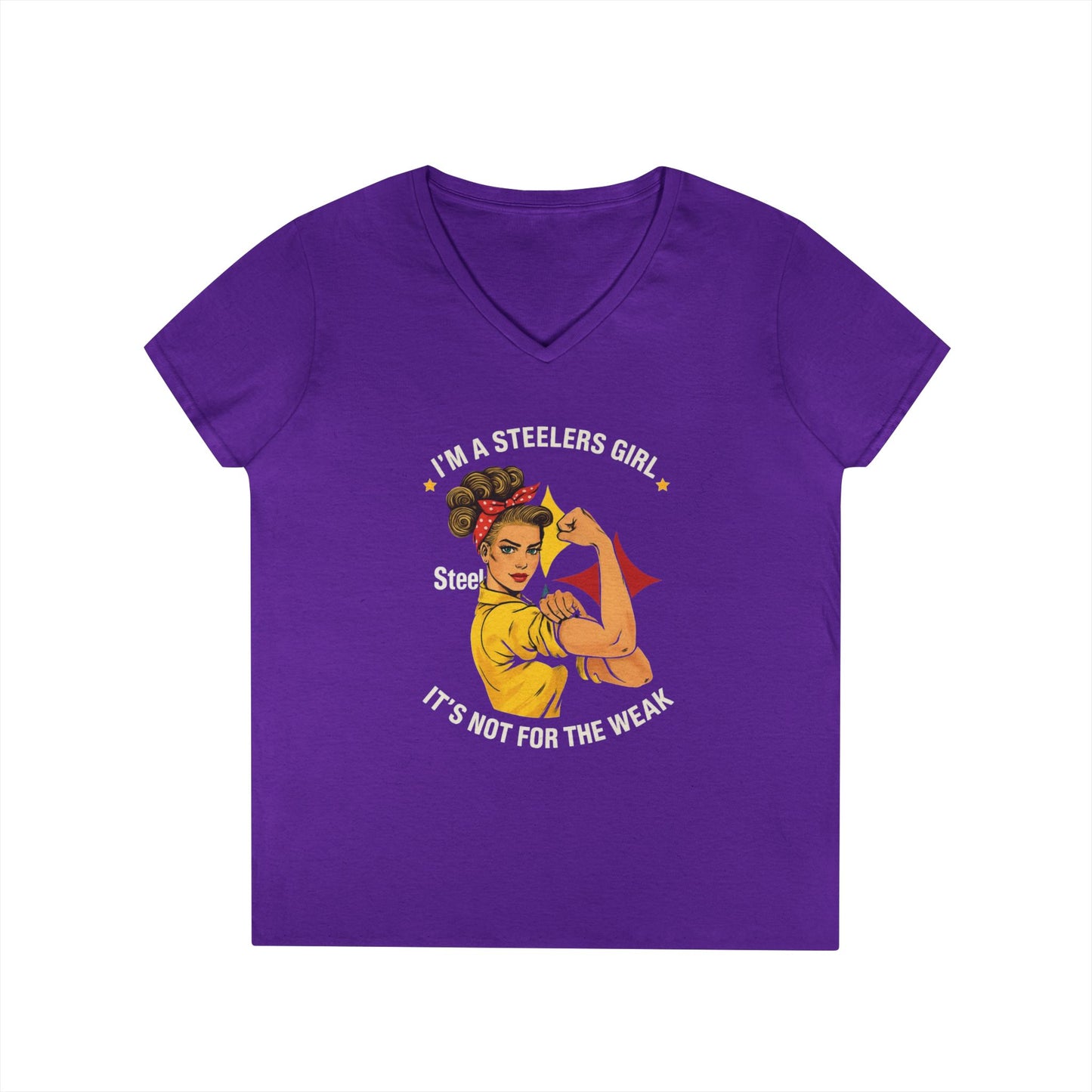 Steelers Girl V-Neck T-Shirt | Empowering Sports Apparel, Perfect for Game Day, Ladies' Casual Wear, Unique Gift Idea