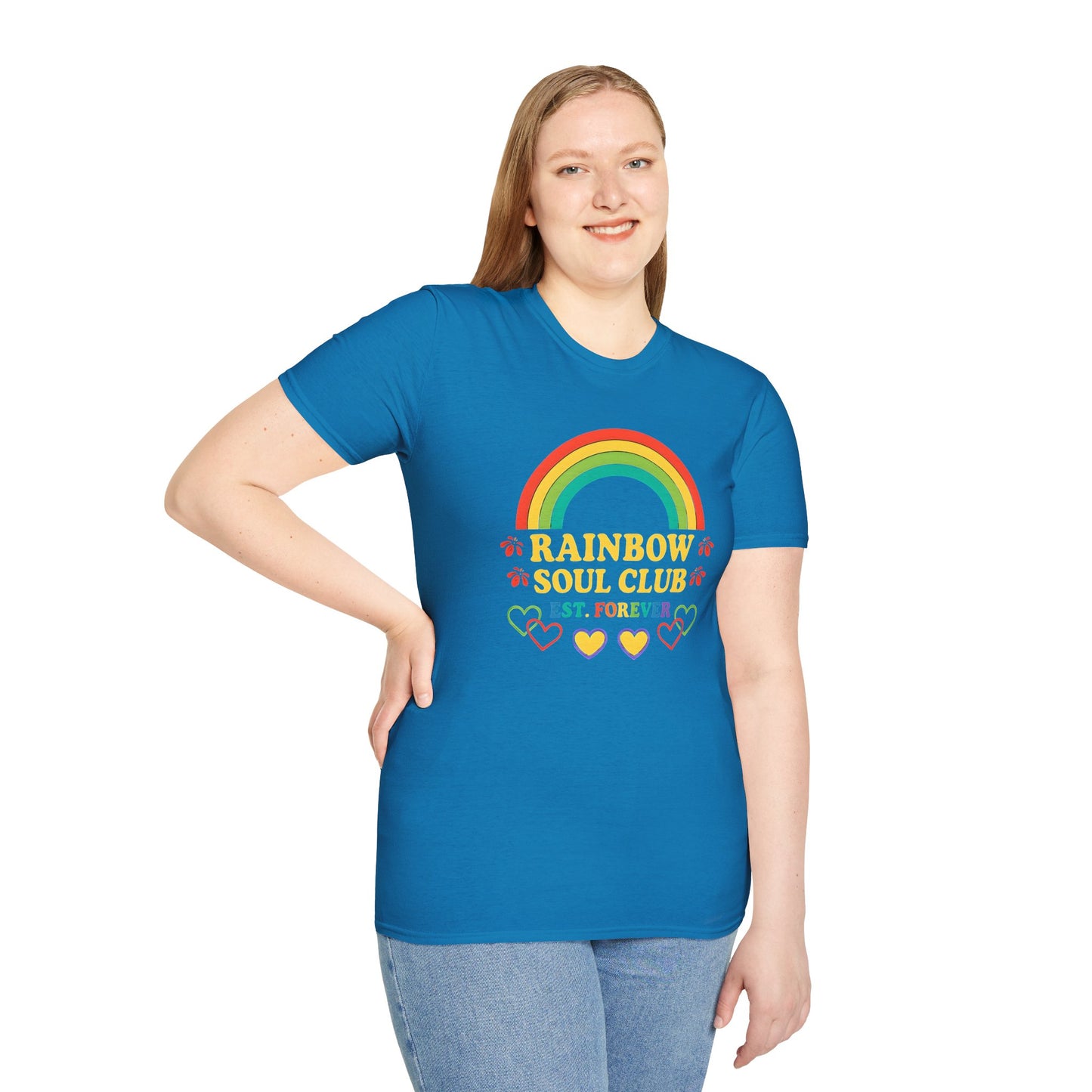 Rainbow Soul Club Pride T-Shirt, Retro Pride Tee, Cute Gift for Friends, LGBTQ+ Celebration Shirt, Summer Vibes Apparel, Casual Everyday