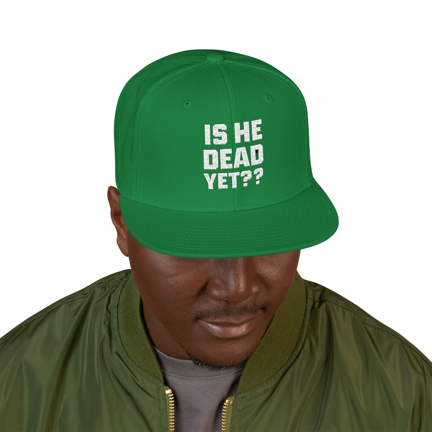 Is He Dead Yet?? Snapback Hat, Humorous Embroidered Cap, Casual Headwear for Friends, Party Accessory, Gift for Gamers