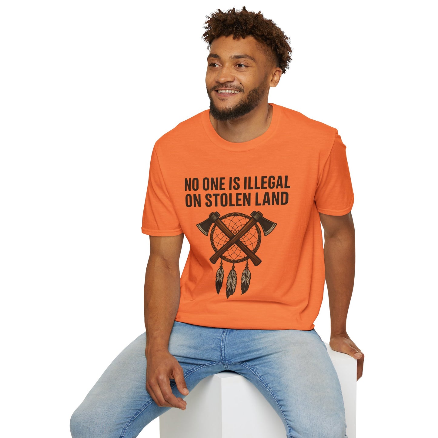 No One is illegal on Stolen Land t-shirt | Eco-Friendly Apparel, Casual Wear, Statement Tee, Social Justice Shirt, Gift Idea